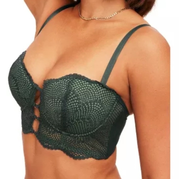 Lace Underwire Bra in Dark Green - Picture 2 of 4